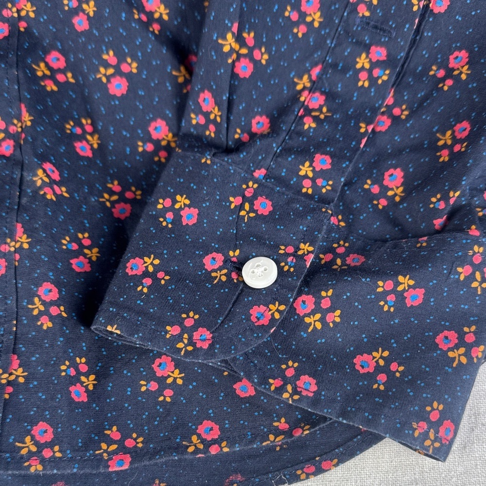 J. Crew Dark Blue Shirt with Red Floral Pattern - Picture 7 of 10